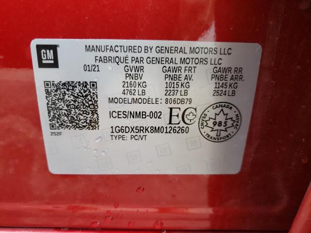 1G6DX5RK8M0126260 - 2021 CADILLAC CT5 LUXURY RED photo 10