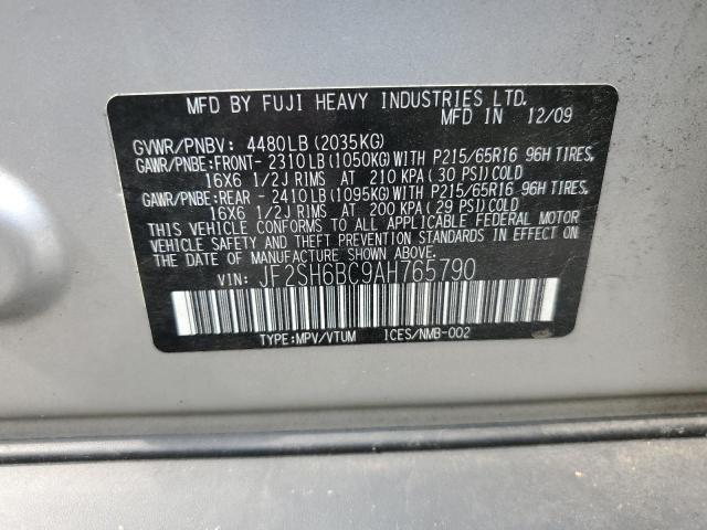 JF2SH6BC9AH765790 - 2010 SUBARU FORESTER XS  photo 10