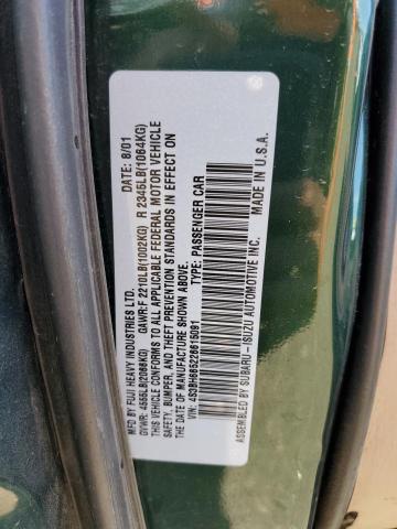 4S3BH665226615091 - 2002 SUBARU LEGACY OUT GREEN photo 10