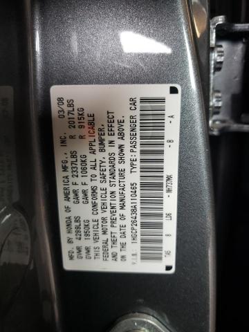 1HGCP26438A110465 - 2008 HONDA ACCORD LXP  photo 10