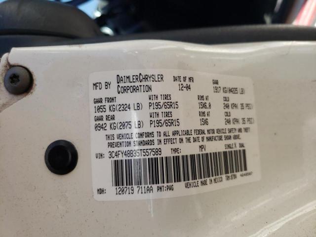 3C4FY48B35T557589 - 2005 CHRYSLER UK WHITE photo 10