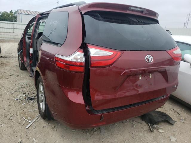 5TDKK3DC1GS760275 - 2016 TOYOTA SIENNA LE RED photo 3