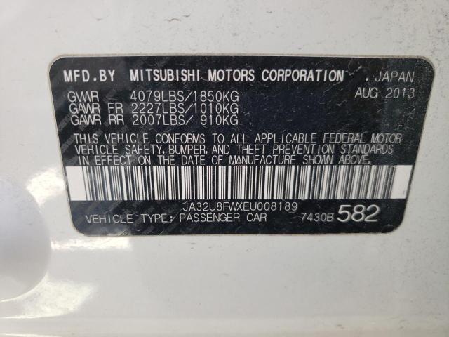 JA32U8FWXEU008189 - 2014 MITSUBISHI LANCER GT WHITE photo 10