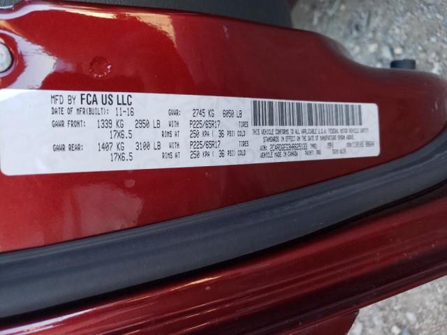 2C4RDGEG3HR625133 - 2017 DODGE GRAND CARA RED photo 10