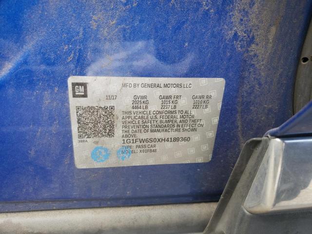 1G1FW6S0XH4189360 - 2017 CHEVROLET BOLT EV LT BLUE photo 10