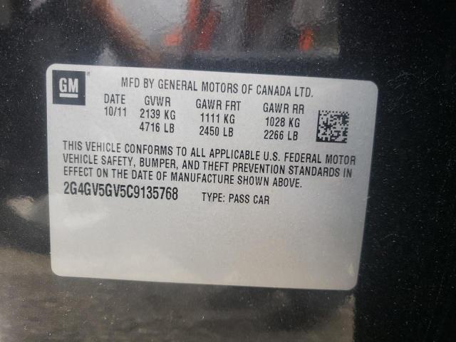 2G4GV5GV5C9135768 - 2012 BUICK REGAL GS Қара фото 10