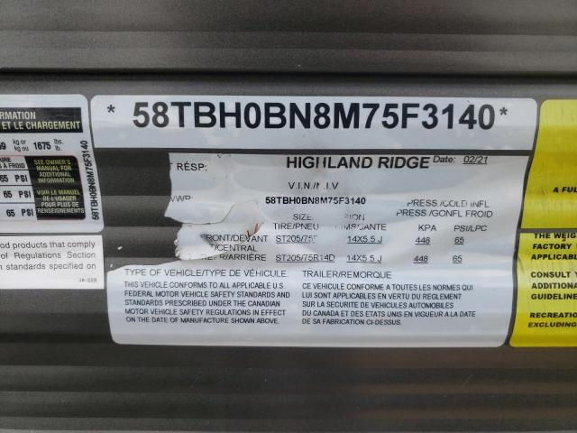 58TBH0BN8M75F3140 - 2021 HLRD HIGHLAND BEIGE photo 10