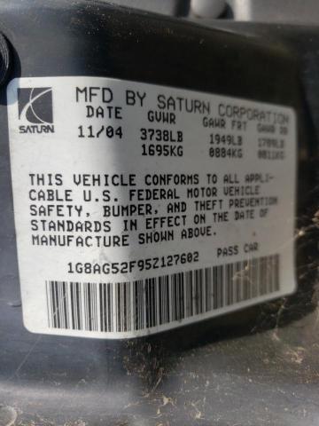 1G8AG52F95Z127602 - 2005 SATURN ION LEVEL 银色 照片 10