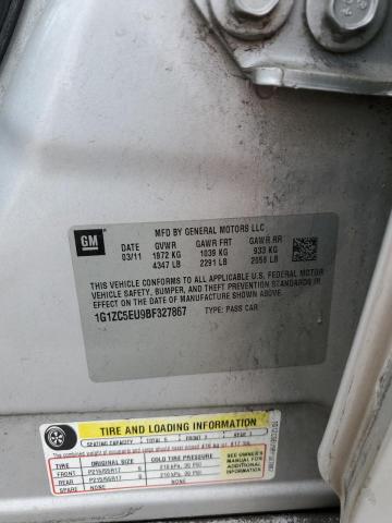 1G1ZC5EU9BF327867 - 2011 CHEVROLET MALIBU 1LT ვერცხლისფერი ფოტო 10