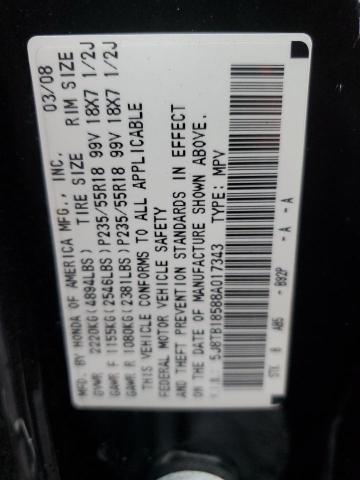 5J8TB18588A017343 - 2008 ACURA RDX TECHNOLOGY  photo 10