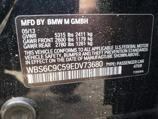 WBS6C9C59EDV73680 - 2014 BMW M6 GRAN CO BLACK photo 10