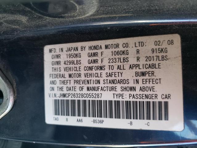 JHMCP26328C055287 - 2008 HONDA ACCORD LX BLUE photo 10