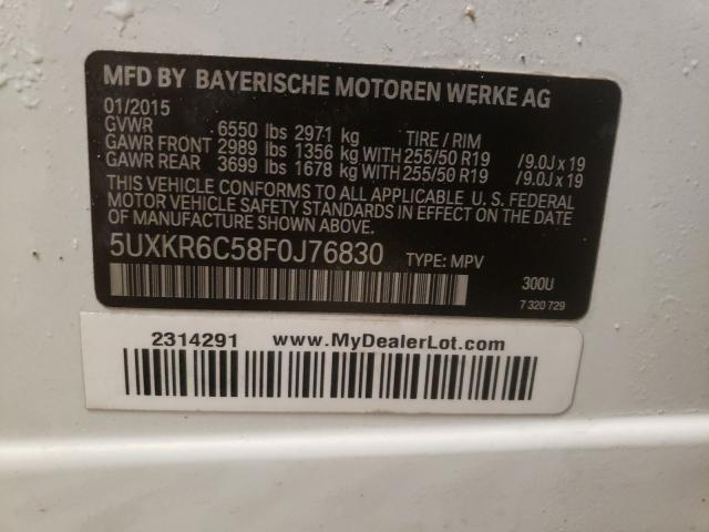 5UXKR6C58F0J76830 - 2015 BMW X5 XDRIVE5 WHITE photo 10