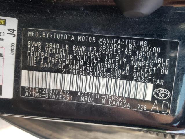 2T1BE40E89C025633 - 2009 TOYOTA COROLLA XR 黑色 照片 10