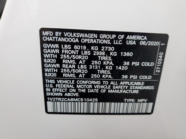 1V2TR2CA8MC510425 - 2021 VOLKSWAGEN ATLAS SEL Ağ foto 10