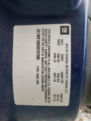 2G1WX12K639167086 - 2003 CHEVROLET MONTE CARL ლურჯი ფოტო 10