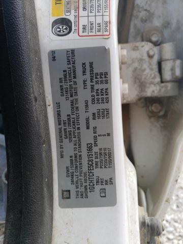 1GCHTCFE5C8151663 - 2012 CHEVROLET COLORADO L WHITE photo 10