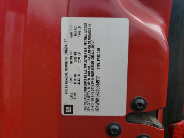 2G1WM15K769234917 - 2006 CHEVROLET MONTE CARL წითელი ფოტო 10