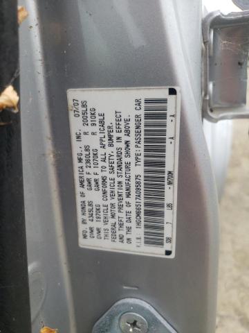 1HGCM66517A095875 - 2007 HONDA ACCORD EX SILVER photo 10