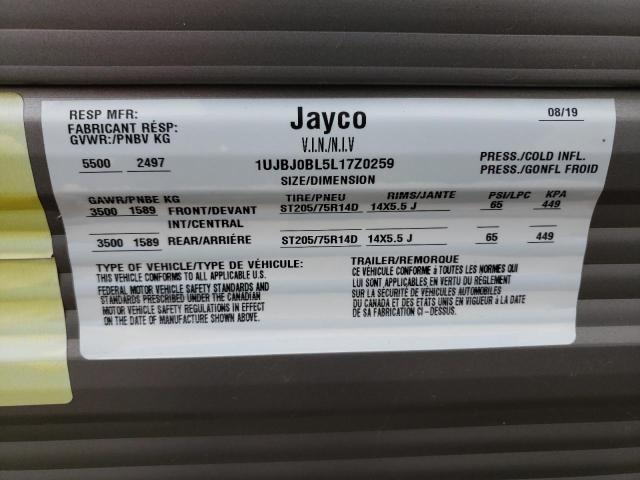 1UJBJ0BL5L17Z0259 - 2020 JAYC MOTORHOME TWO TONE photo 10