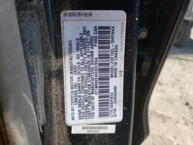 2T1KR32E43C037054 - 2003 TOYOTA MATRIX 黑色 照片 10