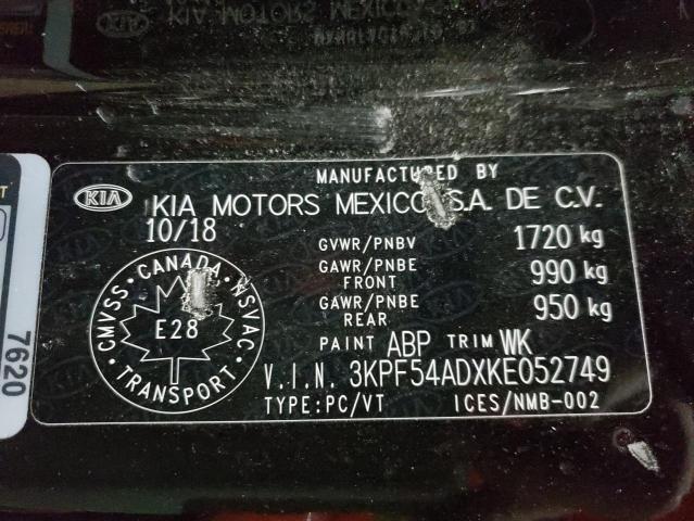 3KPF54ADXKE052749 - 2019 KIA FORTE EX BLACK photo 10