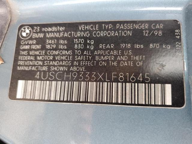 4USCH9333XLF81645 - 1999 BMW Z3 2.3  photo 10