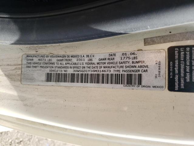 3VWSG31Y16M314673 - 2006 VOLKSWAGEN NEW BEETLE 奶油色 照片 10