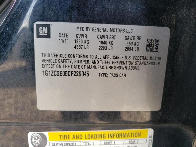 1G1ZC5E05CF229045 - 2012 CHEVROLET MALIBU 1LT შავი ფოტო 10