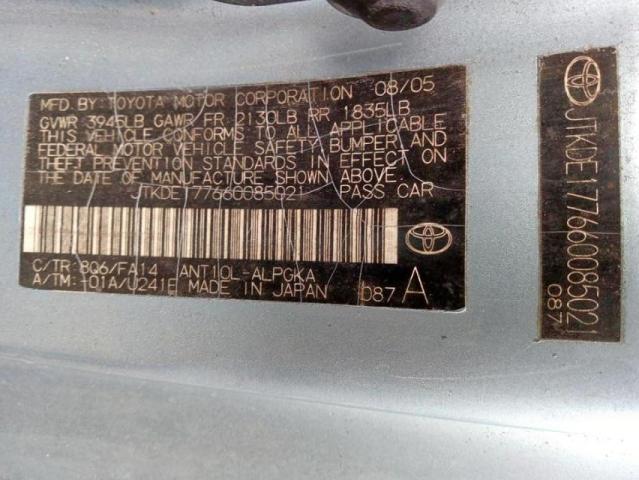 JTKDE177660085021 - 2006 TOYOTA SCION TC BLUE photo 10