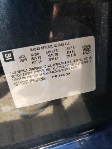1G11C5SL7FF329289 - 2015 CHEVROLET MALIBU 1LT შავი ფოტო 10