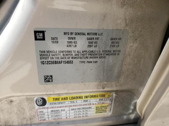 1G1ZC5EB8AF154663 - 2010 CHEVROLET MALIBU 1LT 米色 照片 10