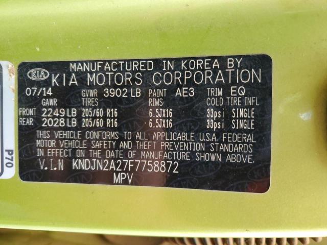 KNDJN2A27F7758872 - 2015 KIA SOUL GREEN photo 10