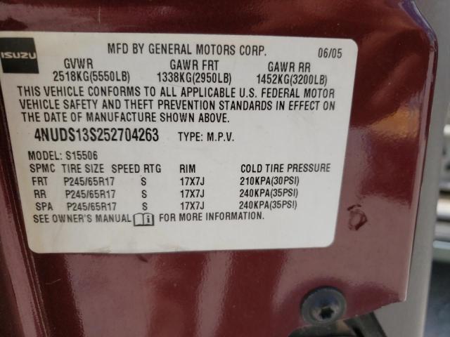 4NUDS13S252704263 - 2005 ISUZU ASCENDER S 双色 照片 10