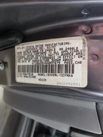 4T1BG22K4VU097679 - 1997 TOYOTA CAMRY CE GRAY photo 10