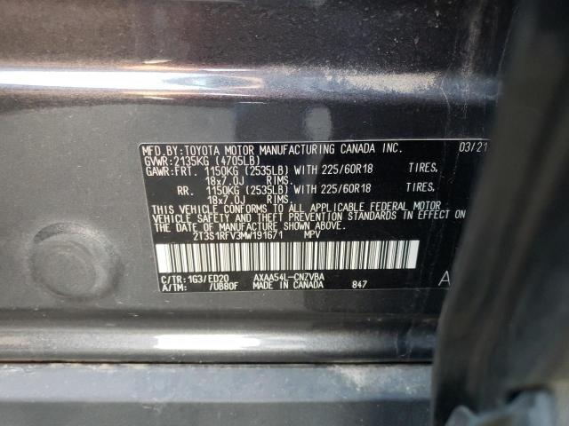 2T3S1RFV3MW191671 - 2021 TOYOTA RAV4 TRD O GRAY photo 10