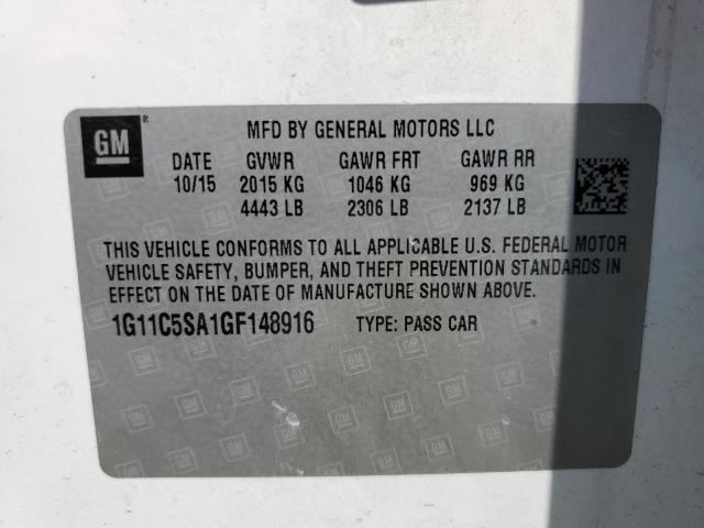 1G11C5SA1GF148916 - 2016 CHEVROLET MALIBU LIM 白色 照片 10