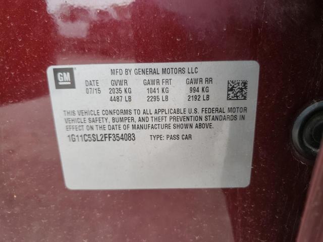 1G11C5SL2FF354083 - 2015 CHEVROLET MALIBU 1LT  照片 10