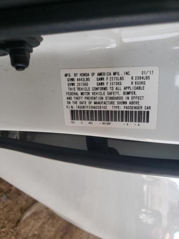 19UUB1F53HA009142 - 2017 ACURA TLX TECH WHITE photo 10