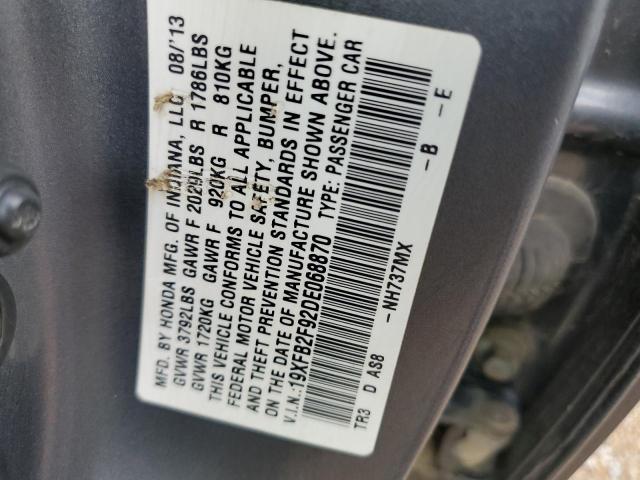 19XFB2F92DE068870 - 2013 HONDA CIVIC EXL Boz foto 10