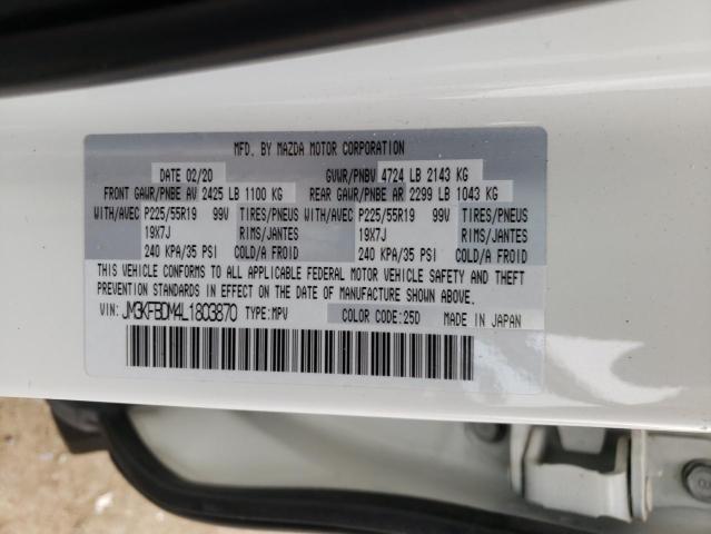 JM3KFBDM4L1803870 - 2020 MAZDA CX-5 GRAND WHITE photo 10