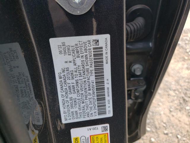 2HGFE2F53NH589141 - 2022 HONDA CIVIC SPOR 石墨色 照片 10