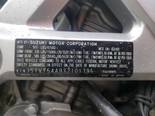 JS1VT54A932101795 - 2003 SUZUKI SV1000 SK3 SILVER photo 10