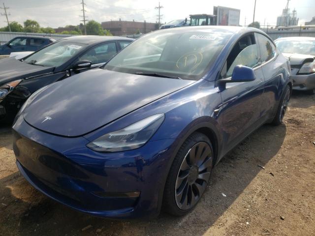 5YJYGDEF5MF252367 - 2021 TESLA MODEL Y أزرق صورة 2