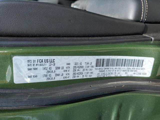 1C4SDJGJ2KC581178 - 2019 DODGE DURANGO SR GREEN photo 10