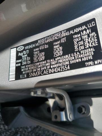 5NMJFCAE1NH042554 - 2022 HYUNDAI TUCSON SEL SILVER photo 10