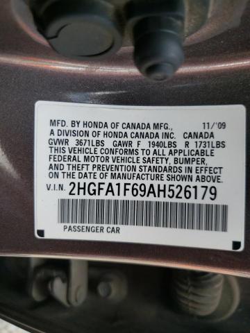 2HGFA1F69AH526179 - 2010 HONDA CIVIC LX-S بني صورة 10