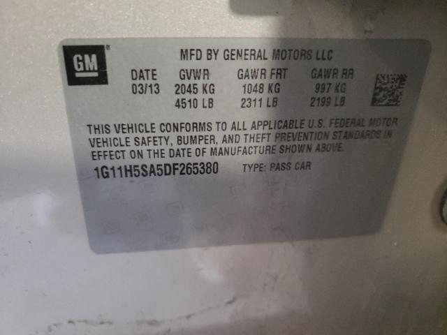 1G11H5SA5DF265380 - 2013 CHEVROLET MALIBU LTZ  ფოტო 10