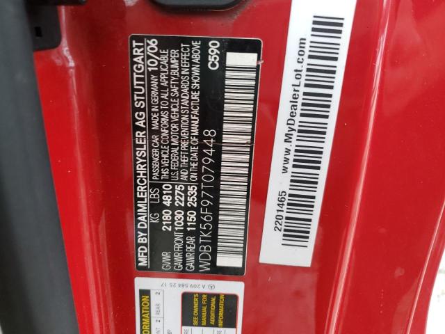 WDBTK56F97T079448 - 2007 MERCEDES-BENZ CLK 350 RED photo 10