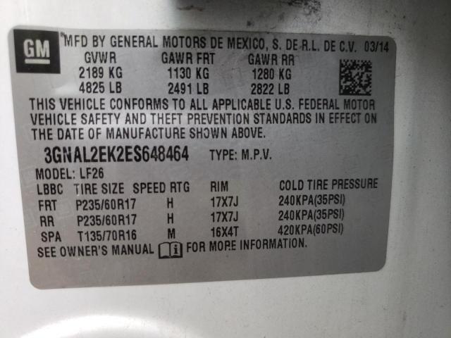 3GNAL2EK2ES648464 - 2014 CHEVROLET CAPTIVA LS 白色 照片 10